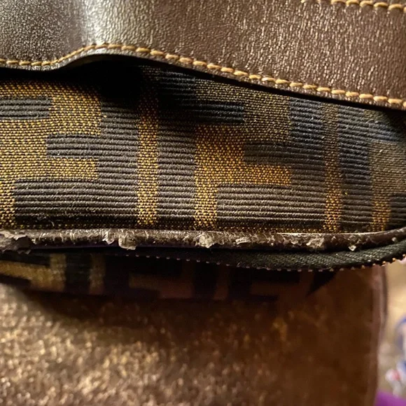 AUTHENTIC Fendi black and brown INFINITY ZUCCA BAG/Pouch measures 6x4 - Picture 5 of 11